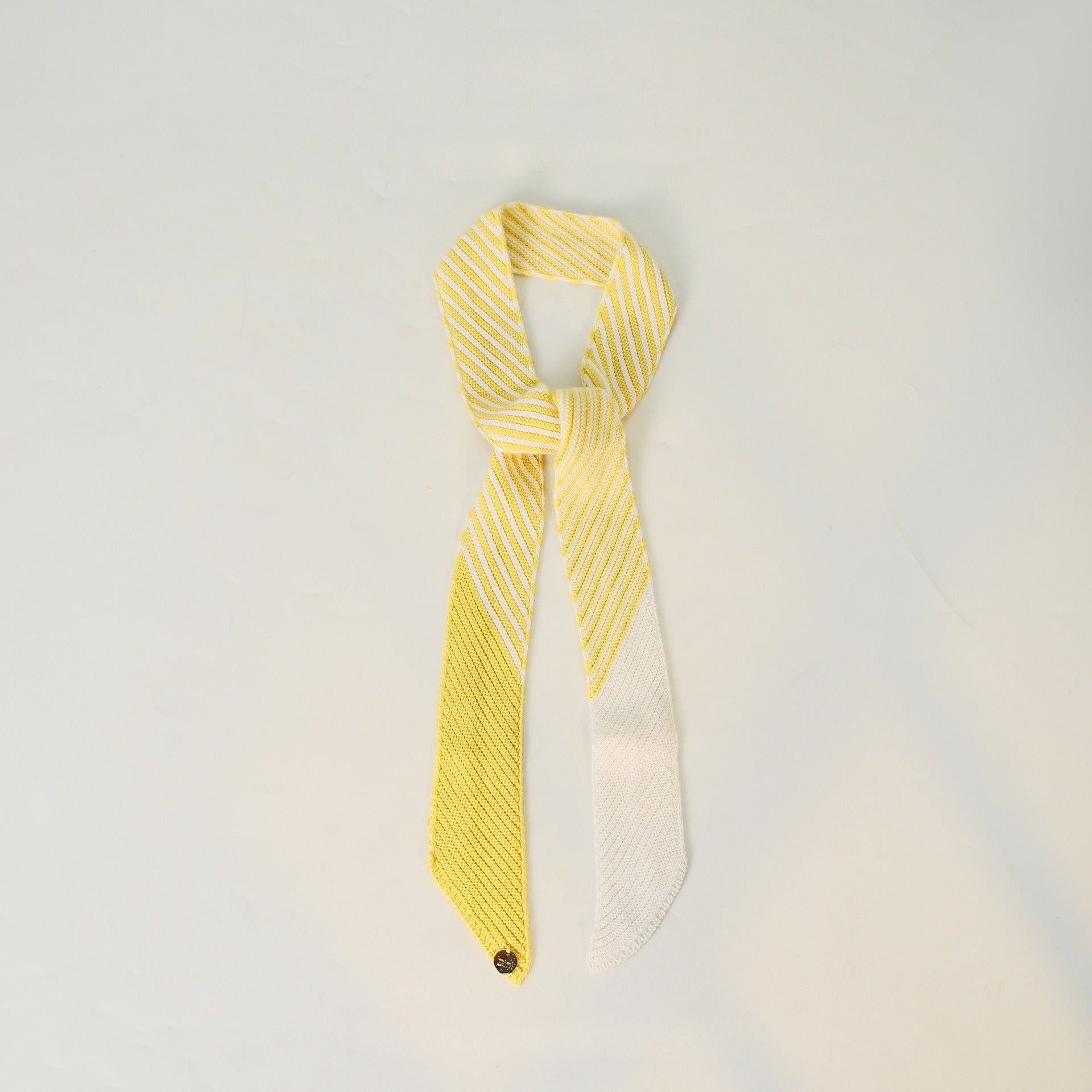 Colorblock Striped Knit Skinny Long Neck Tie Scarf