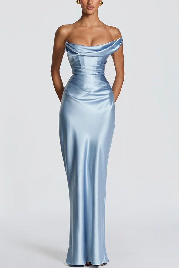 One Shoulder Satin Column Formal Dress