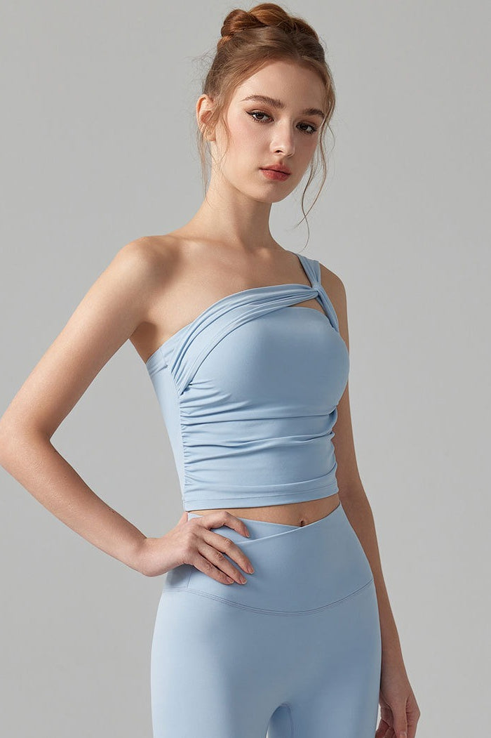 Romantic Single Shoulder Corset Bodycon Crop Top