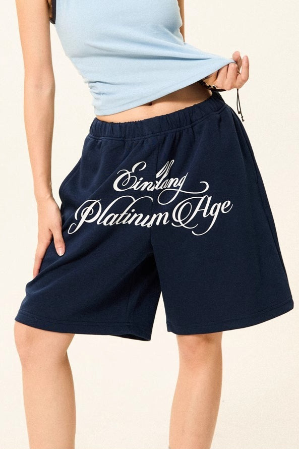 Letter Print Loose Fit Casual Shorts Main image
