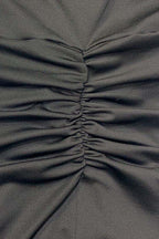 Deep V Neck Ruched Slit Maxi Dress