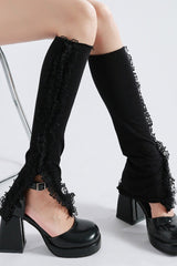 Lace Trim Slouchy Flared Leg Warmers