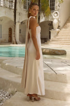 Satin Tie Front Strapless Elegant Prom Dress