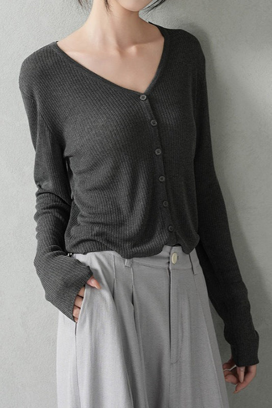 Lightweight Knit Cardigan Grey / One Size Main image