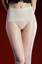Crossed Diamond Grid Glossy Shine Tights