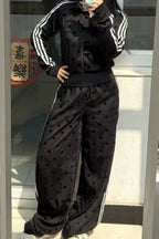 Polka Dot Stripe Track Jacket Two Piece Set