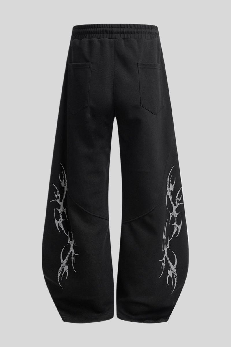 Tribal Graphic Baggy Barrel Leg Sweatpants