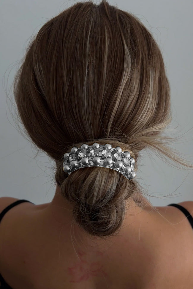 Liquid Metal Finish Geometric Alloy Hair Cuff Main image