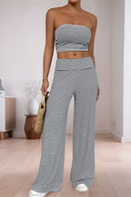 Striped Tube Top Crop Top Pants Set