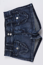 Distressed Low Rise Utility Pocket Denim Shorts