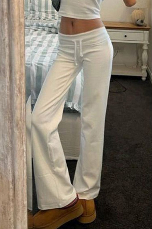 Roll Waist Solid Color Low Rise Knit Pants Secondary image