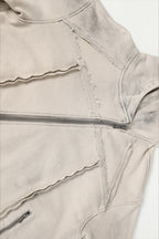 Deconstructed Seam Zip Pocket Pullover Hoodie