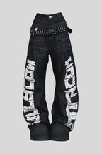 Oversized Typography Wide Leg Jeans
