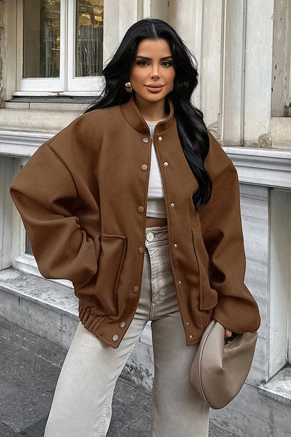 Thick Wool Brown Elastic Hem Coat Brown / S coats Main image