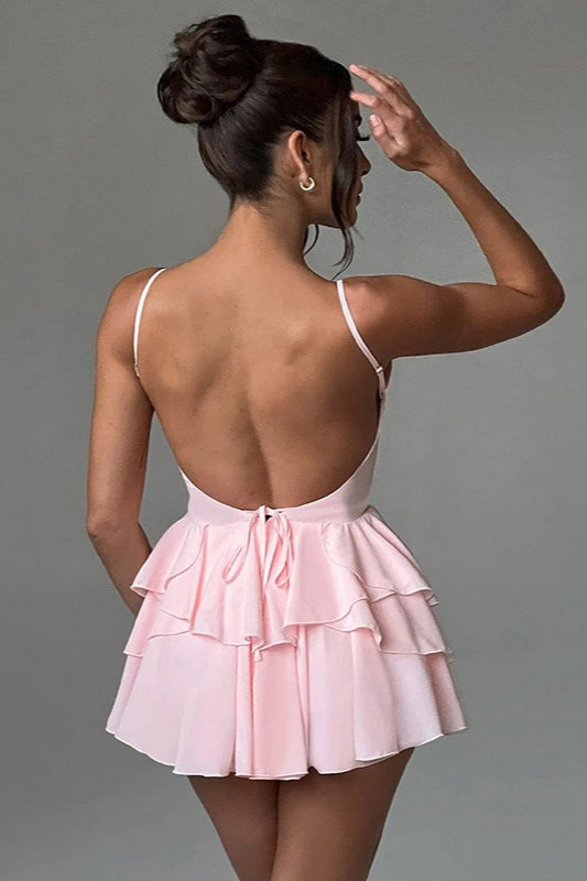Spaghetti Strap Ruffle Party Dress