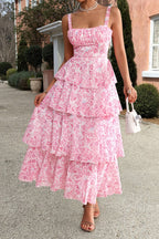 Chiffon Strap Maxi Floral Dress