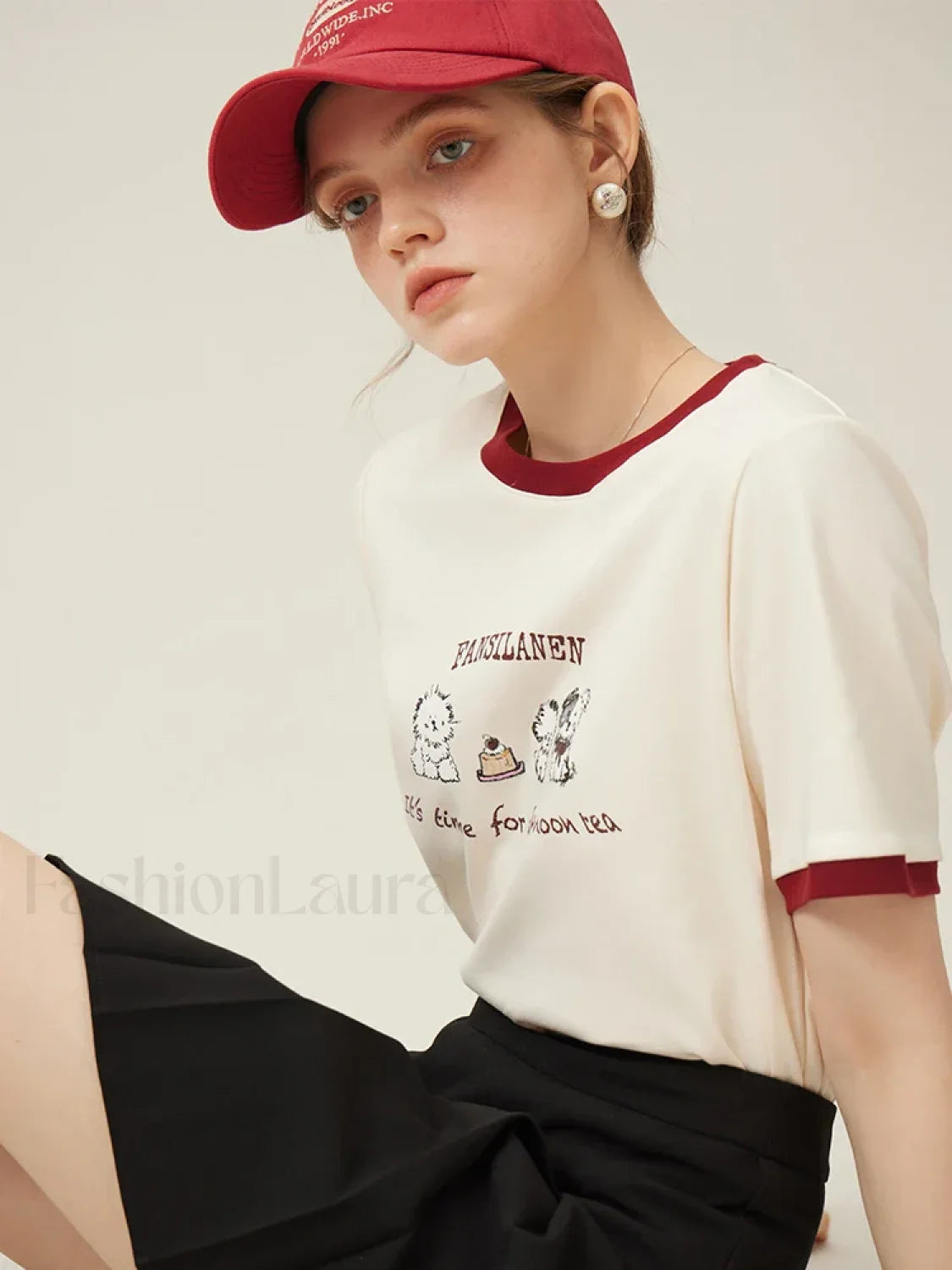 100% Cotton Inner Loose Spring T Shirt Main image