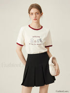 100% Cotton Inner Loose Spring T Shirt Beige / S