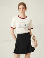 100% Cotton Inner Loose Spring T Shirt Beige / S
