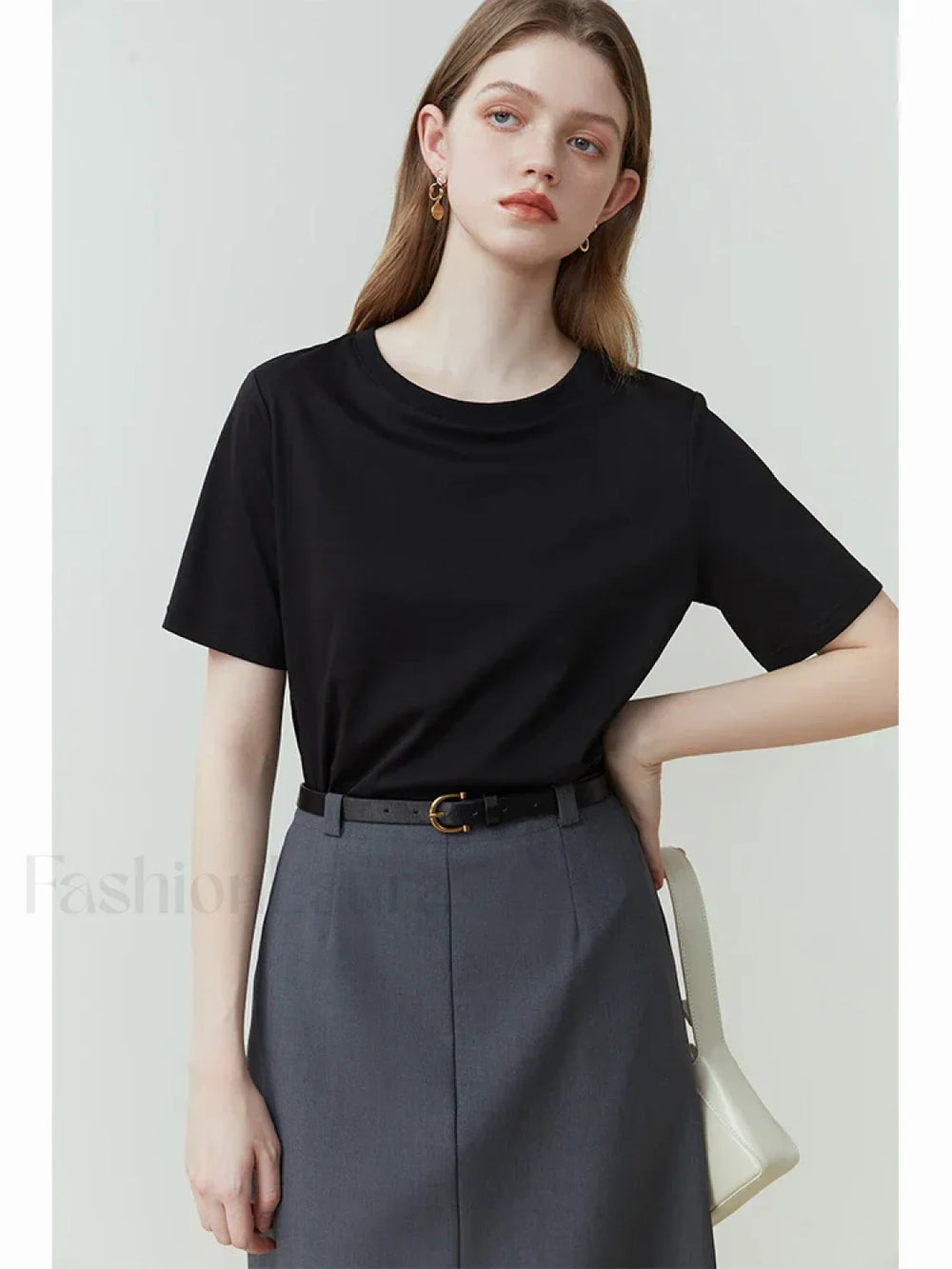 100% Cotton Straight White Black T Shirt Black / S