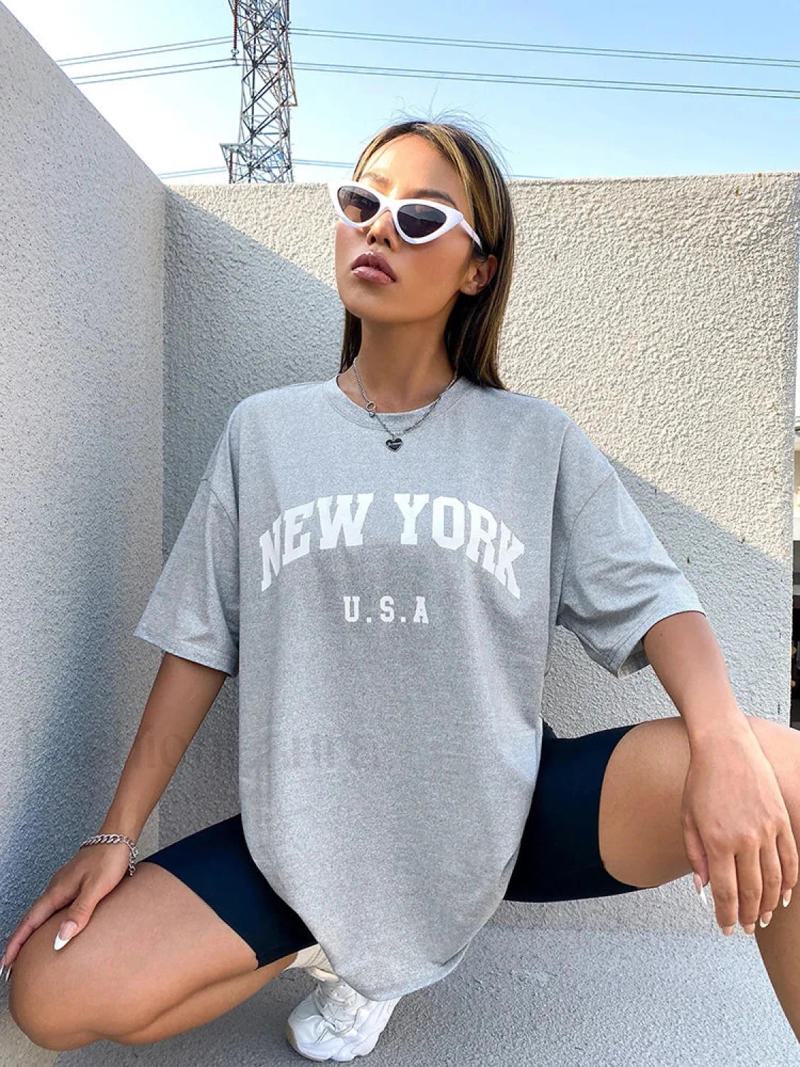 100% Cotton USA New York Letter Print T Shirt Main image