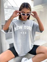 100% Cotton USA New York Letter Print T Shirt