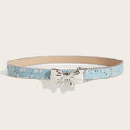 Denim Butterfly Buckle Beaded Statement Belt