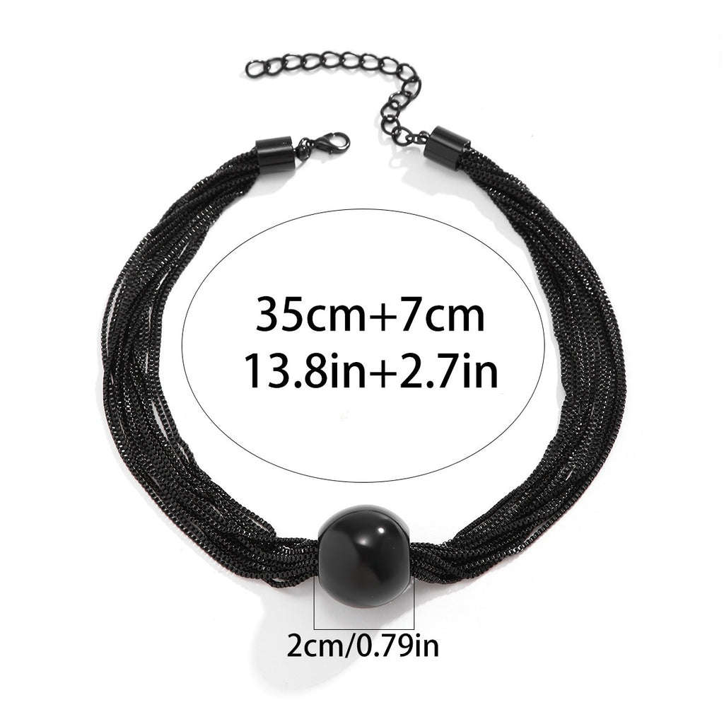 Bold Bead Pendant Choker Layered Necklace