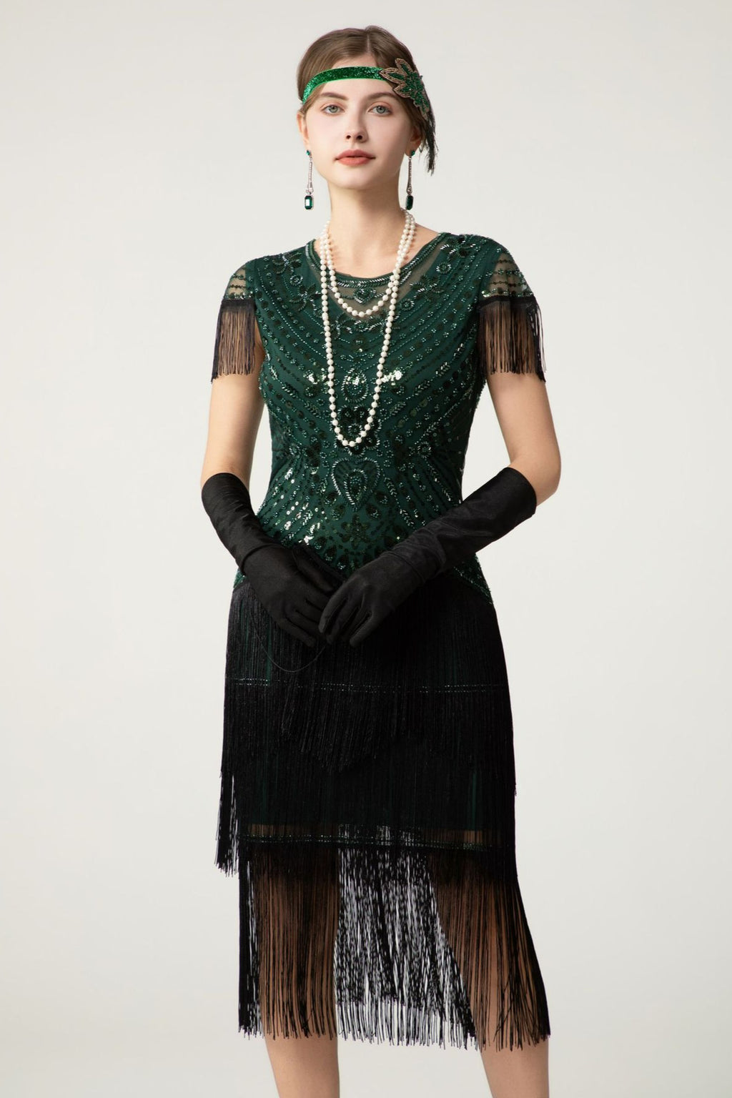 Sequin Short Sleeve Fringe Boho Dress