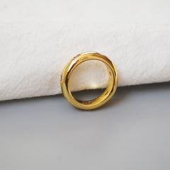 Polished Brass 18K Gold Zirconia Index Ring