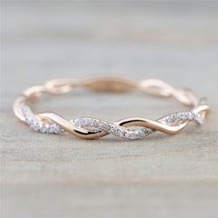 Minimalist Twist Diamond Band Couples Ring
