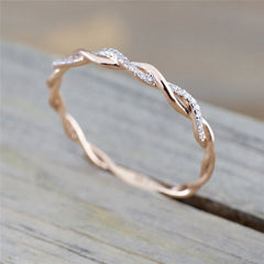 Minimalist Twist Diamond Band Couples Ring