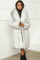 Long Plush Faux Fur Textured Overcoat