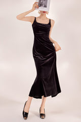 Sexy Velvet Strappy Backless Maxi Dress