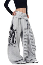 Layered Typography Ribbon Barrel Leg Sweatpants