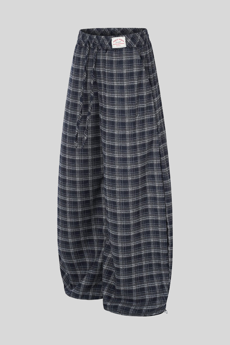 Plaid Baggy Barrel Leg Streetwear Pants