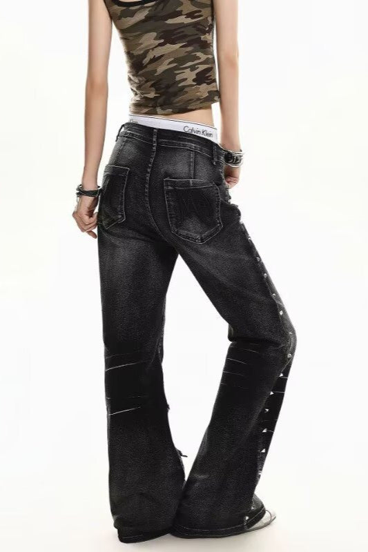 Vintage Washed Straight Leg Streetwear Jeans