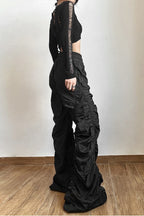 Ruched Wide Leg Drawstring Streetwear Pants