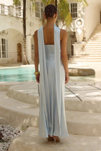 Satin Tie Front Strapless Elegant Prom Dress
