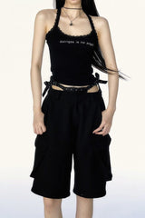 Sexy Spaghetti Strap Lace Up Corset Tank Top