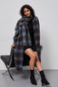 Plaid Wool Scarf Attached Relaxed Overcoat