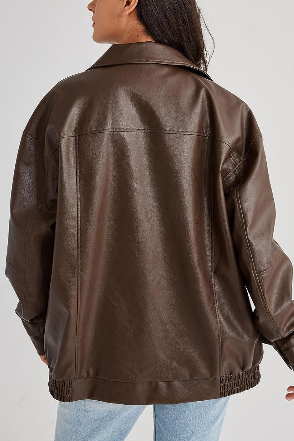 PU Leather Bomber Jacket