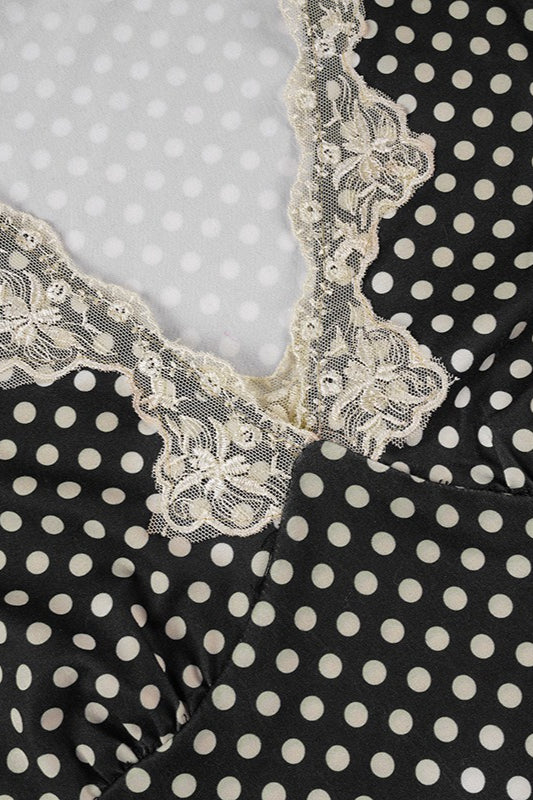 Sweet Polka Dot Lace V-Neck Crop Top Secondary image