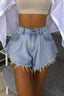 Frayed Hem Wide Leg Denim Shorts