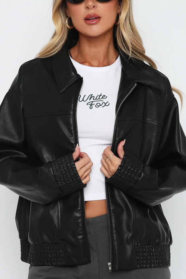 PU Leather Baseball Jacket S / Black Main image