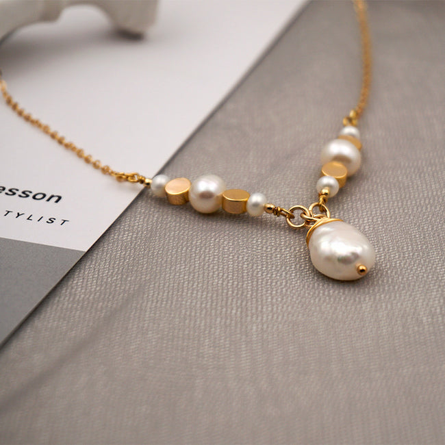Baroque Pearl Drop Pendant Layered Necklace Main image