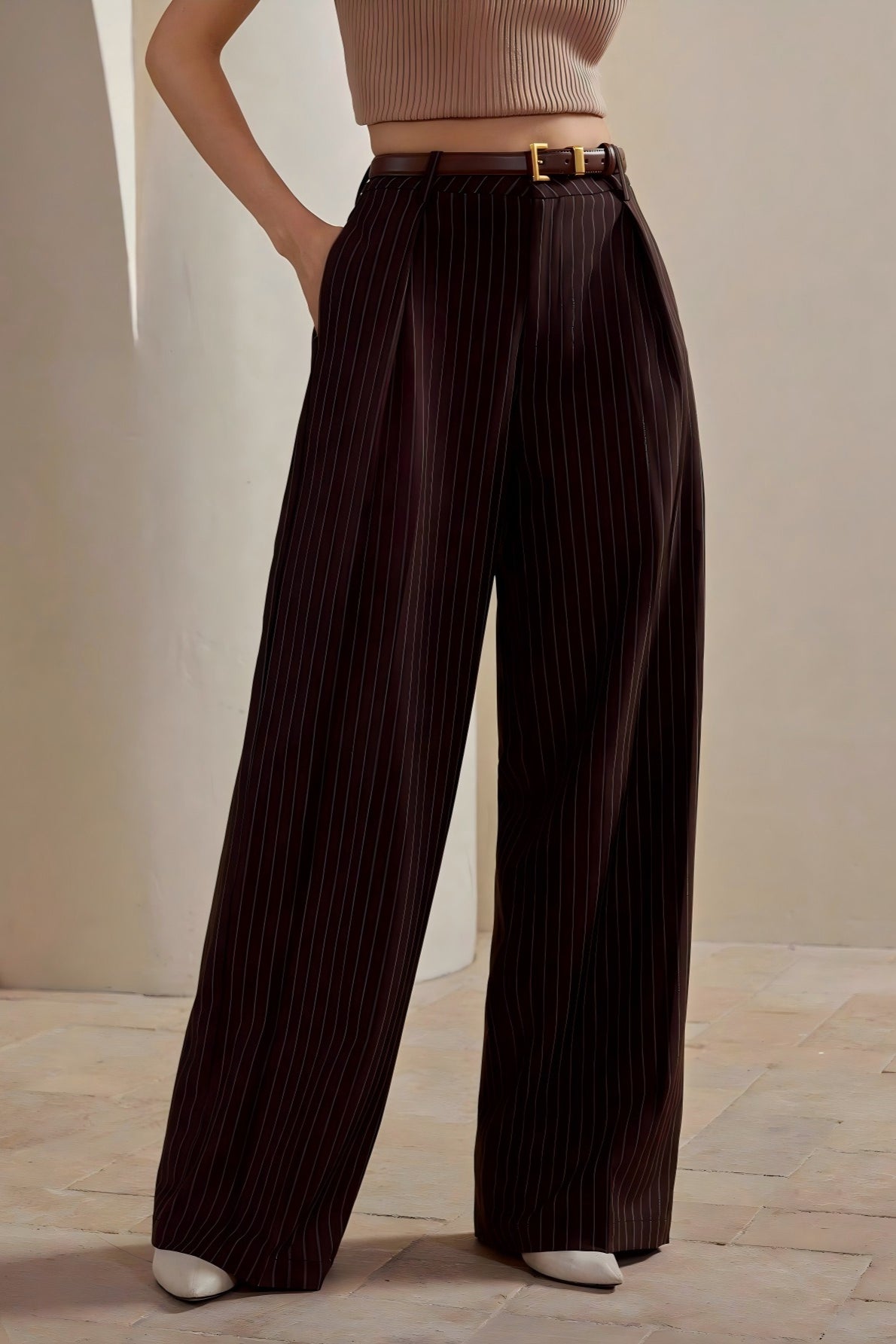 Elegant Stripe Wide Leg Pants Secondary image