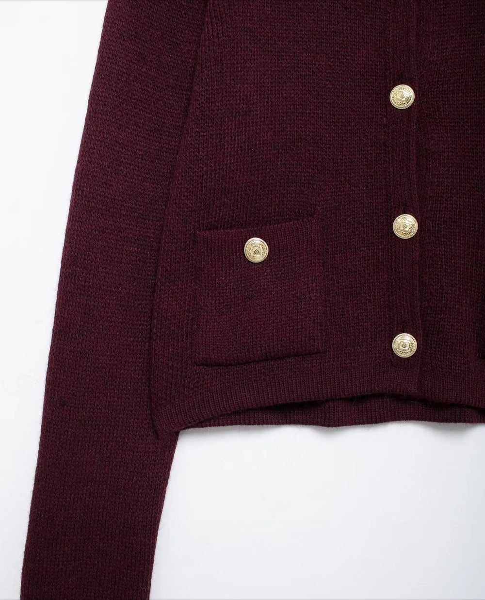 Cropped Knit Pocket Cardigan