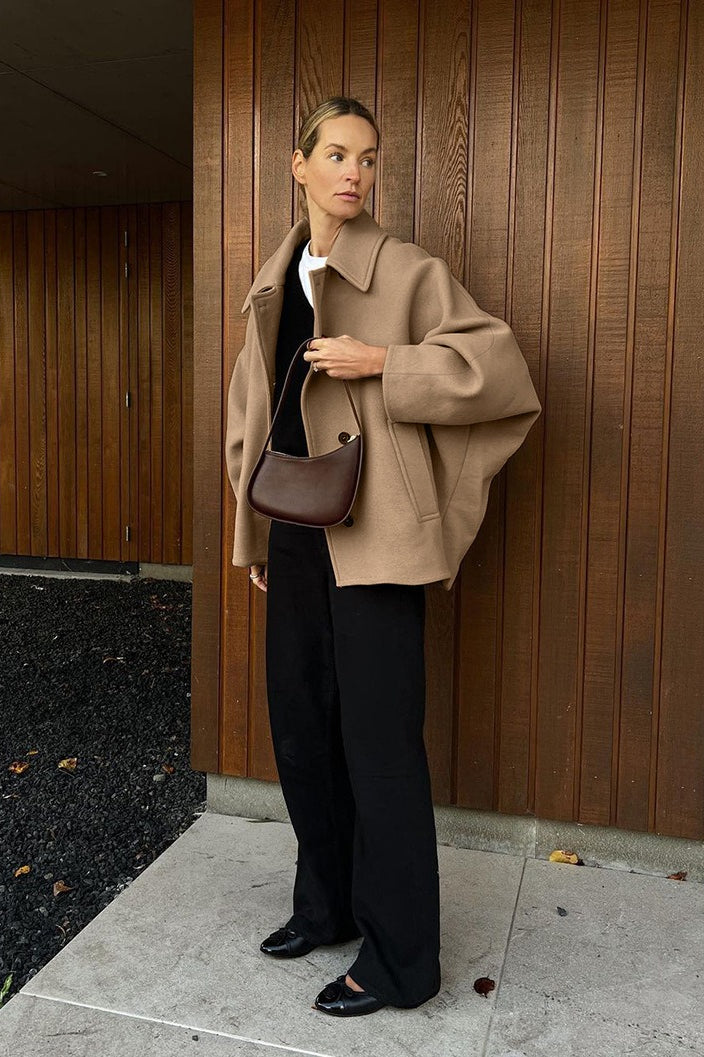 Batwing Sleeve Wool Blend Coat coats