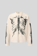 Skeleton Graphic Waffle Oversized Long Sleeve Tee